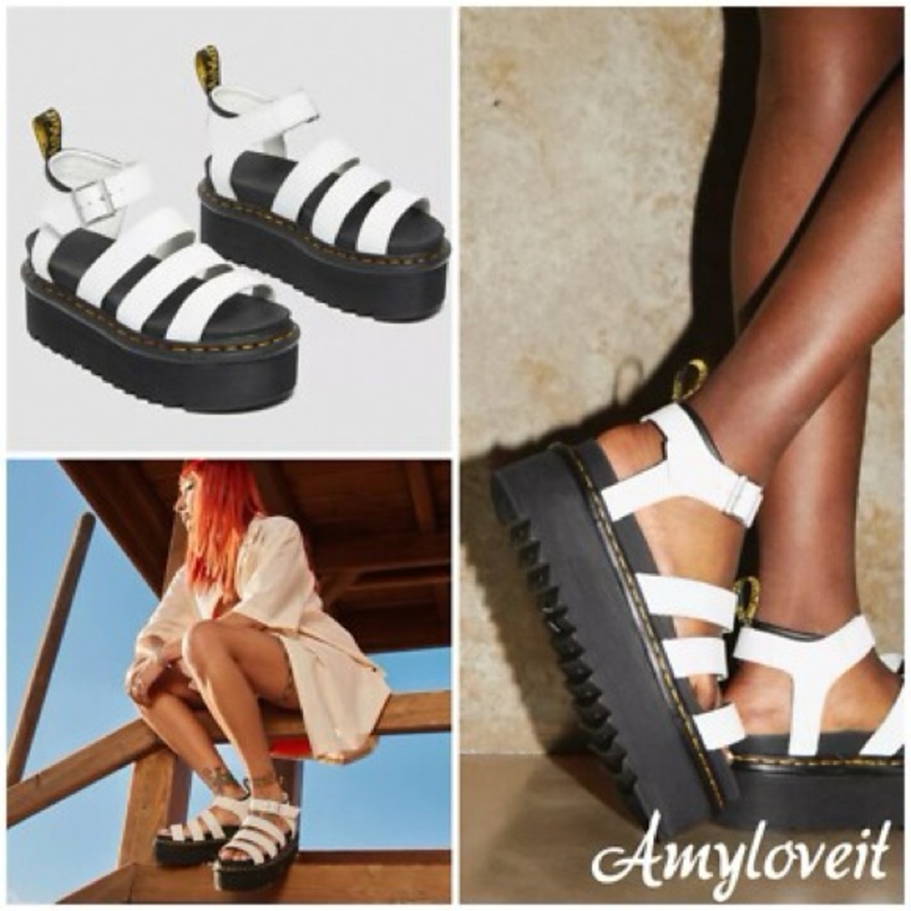 Dr. Martens Black and White Platform Sandals